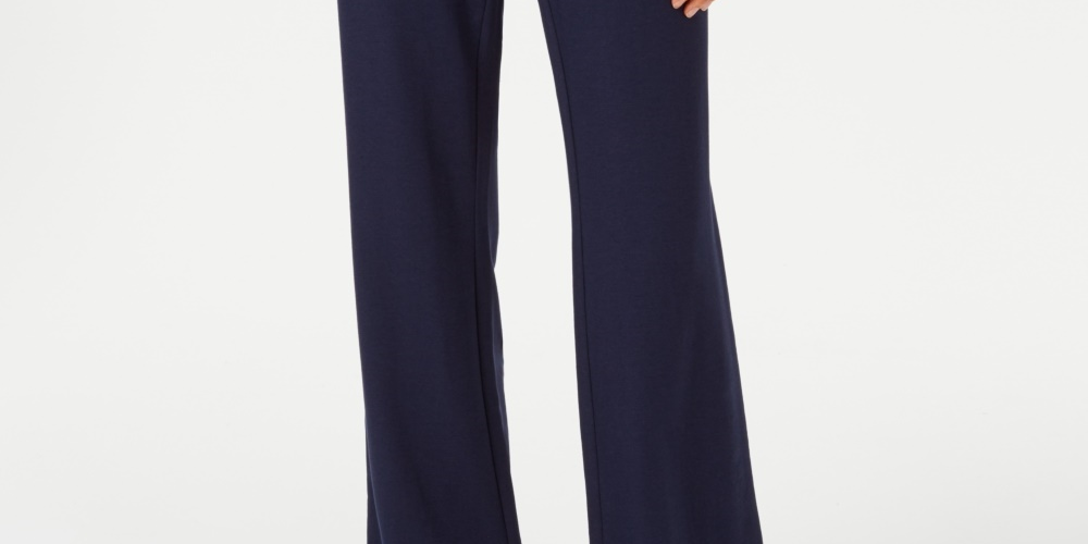 Charter Club Women's Wide Leg Pull On Pants Blue Size PL