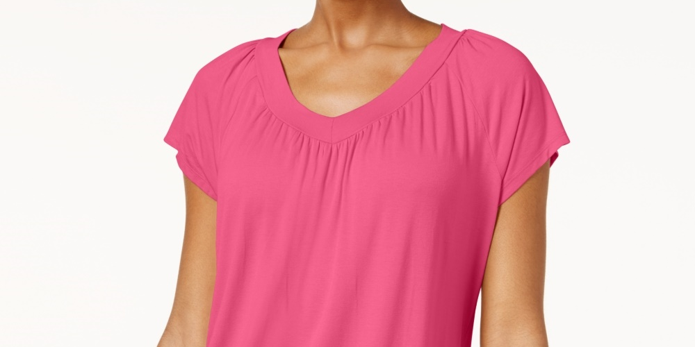 JM Collection Women's Blouson T-Shirt Pink Size Large