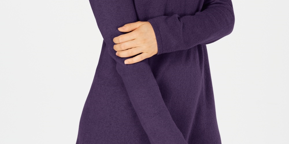 Karen Scott Women's Solid Curved-Hem Tunic Purple Size Small
