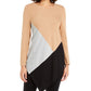 Alfani Women's Petite Colorblocked Asymmetrical TunicBeige khaki PS/M