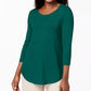 JM Collection Women's Petite Three-Quarter-Sleeve Top Green PS/M