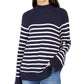 Charter Club Women's Striped Mockneck Sweater Blue Size X-Small