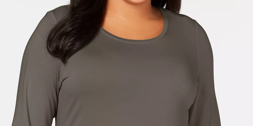 JM Collection Women's Plus Size Scoopneck Top Gray 0X