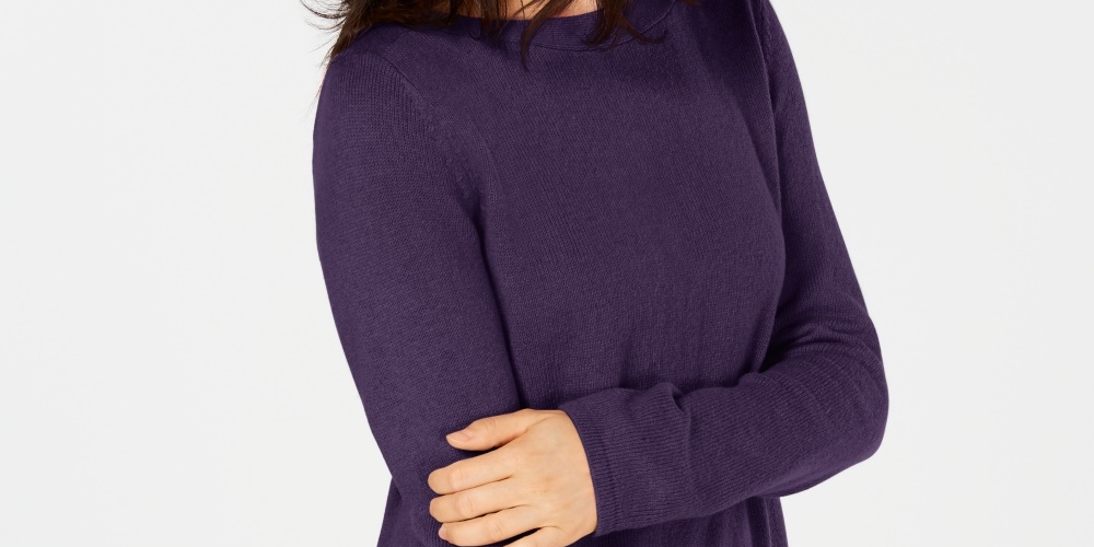 Karen Scott Women's Solid Curved-Hem TunicPurple Size X-Small
