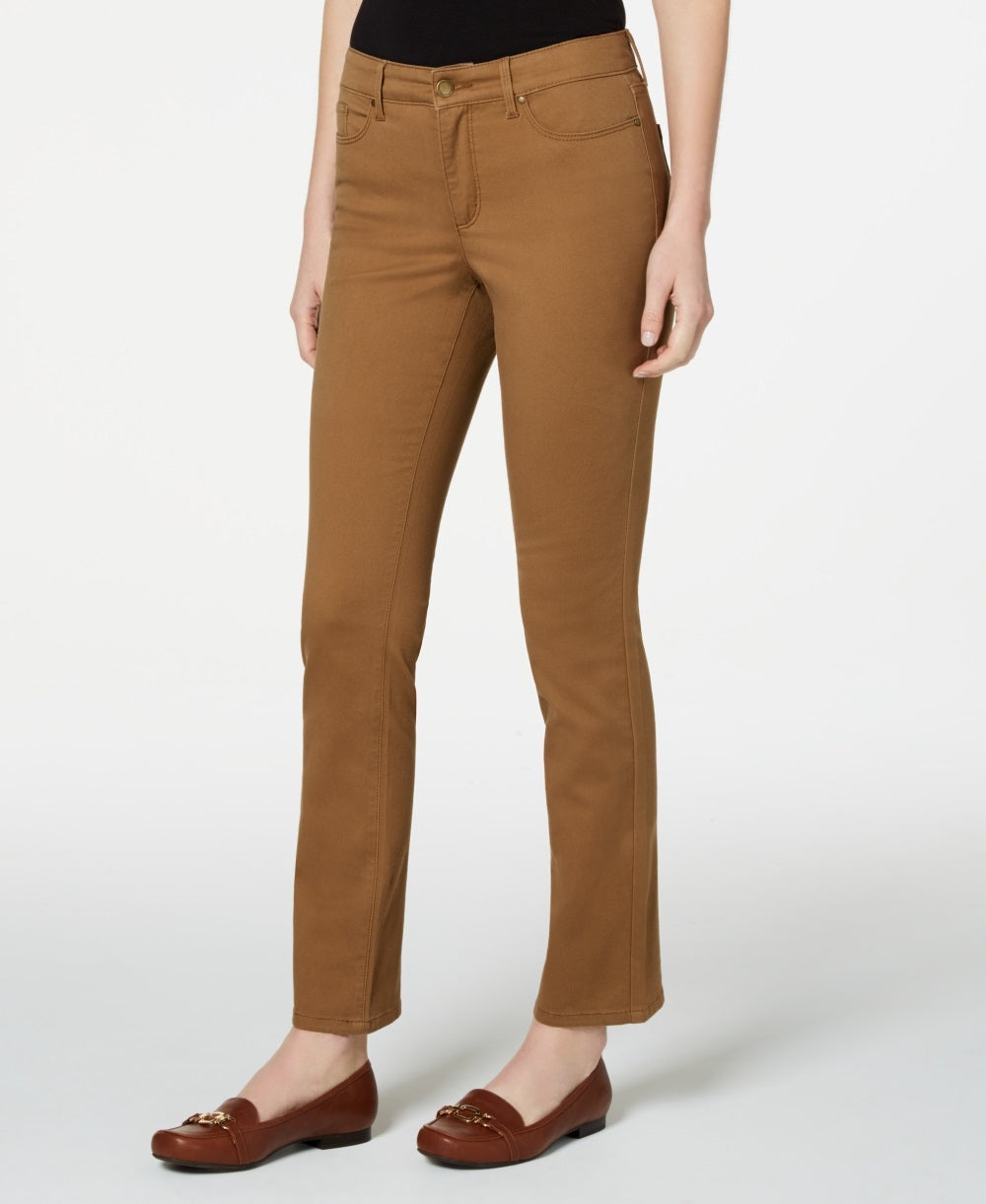 Charter Club Women's Lexington Straight Leg Jeans Brown Size 8 Petite