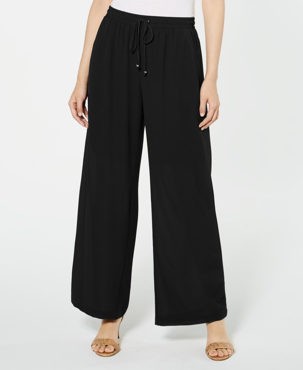 NY Collection Women's Petite Palazzo Pants Black Size Petite X-Large