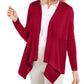 JM Collection Women's Ribbed Handkerchief-Hem Cardigan Red Size XX-Large