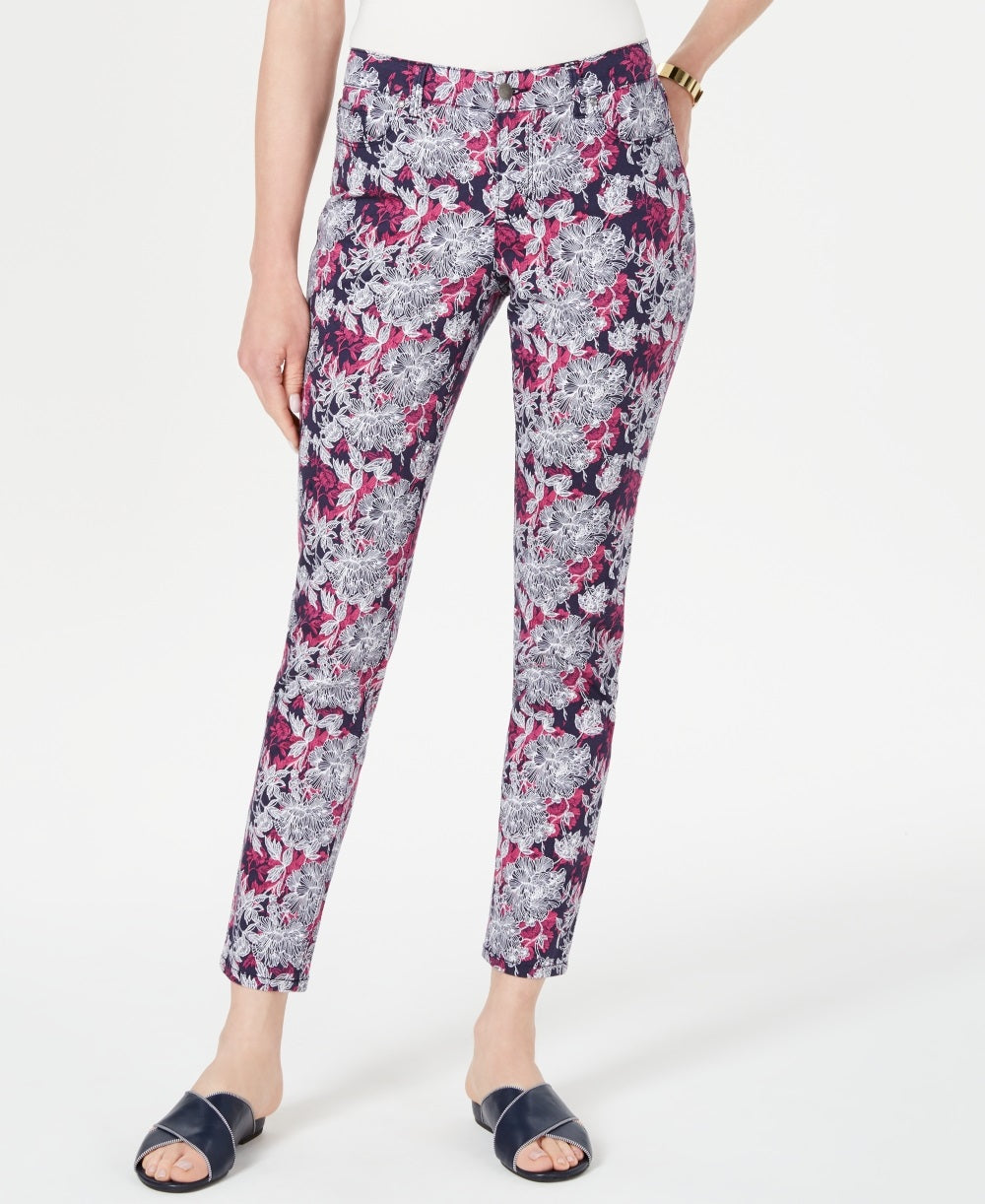 Charter Club Women's Printed Tummy Control Jeans  Blue Size 6 Petite