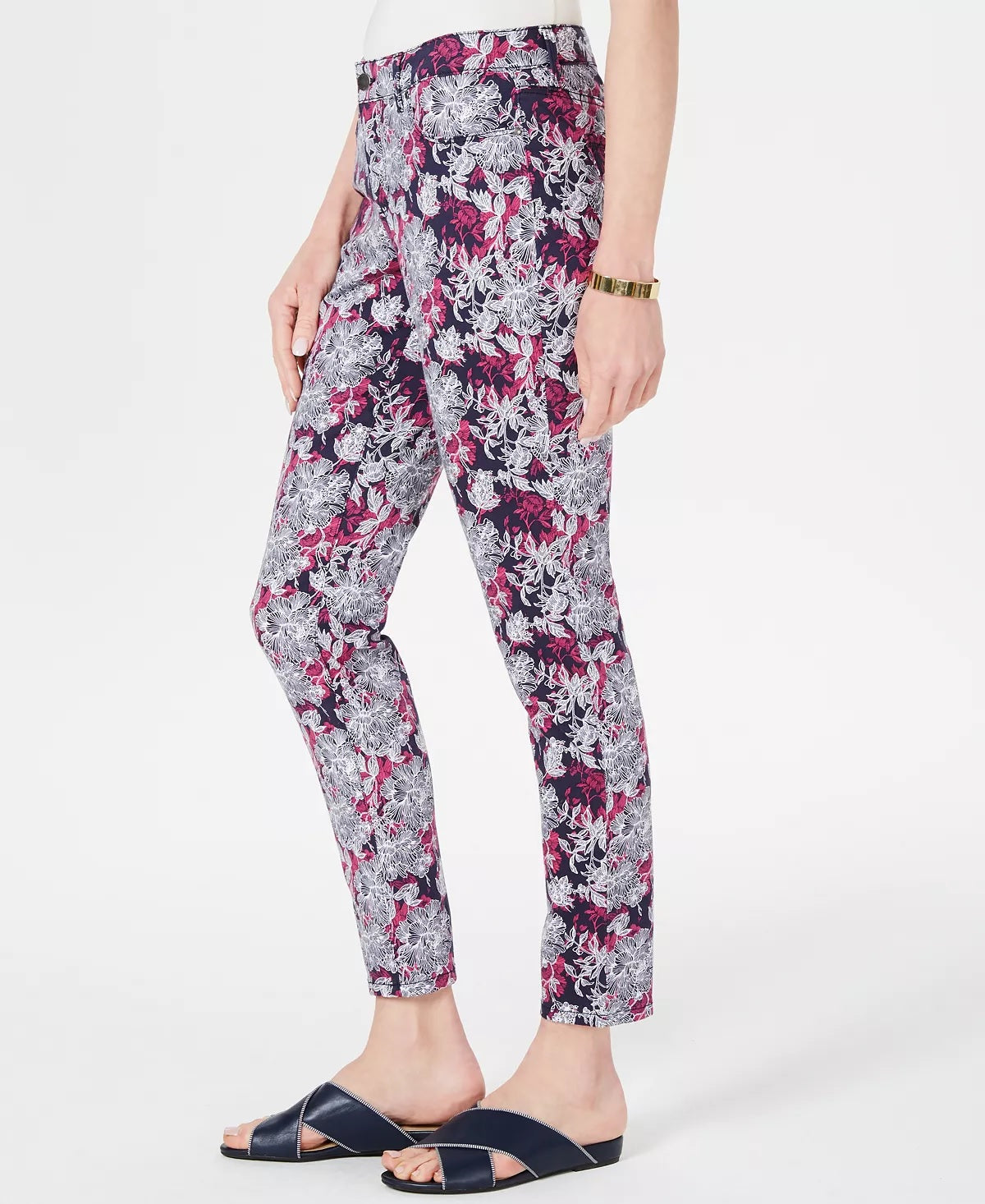 Charter Club Women's Printed Tummy Control Jeans  Blue Size 6 Petite