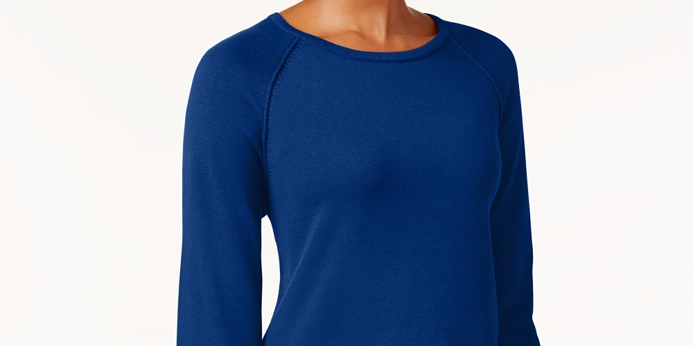 Karen Scott Women's Petite Cotton Sweater Bright Blue Size Petite X-Large