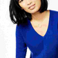 Charter Club Women's V-Neck Cashmere Sweater Blue Size Petite Small