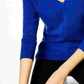 Charter Club Women's V-Neck Cashmere Sweater Blue Size Petite Small