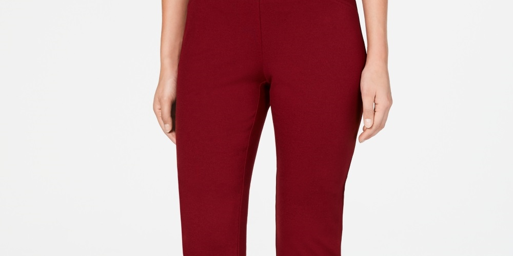 Charter Club Women's Pull On Ponte Knit Pants Wine Size 10 Petite