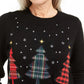 Karen Scott Women's Triple Holiday Tree Applique Sweater Black Size Small