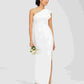 Adrianna Papell Women's Ruffled One-Shoulder Gown White Size 6