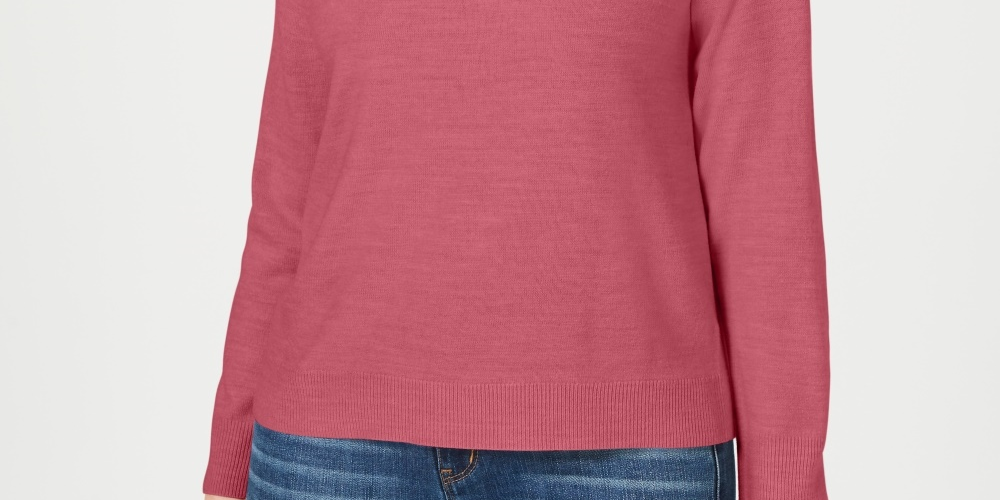 Karen Scott Women's Petite Mock-Neck Sweater  Pink Size PM