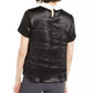 Monteau Women's Petite Rhinestone Collar Top Black Size Petite Large