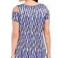 JM Collection Women's Cold Shoulder Printed Top Blue Size Small