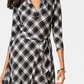 Charter Club Women's Plaid V-Neck Dress Black Size X-Large