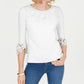 Charter Club Women's Bell Sleeve Embroidered Top White Size Petite X-Large