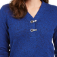 Karen Scott Women's Petite Hardware-Trim Cotton Henley Sweater Blue Size PL