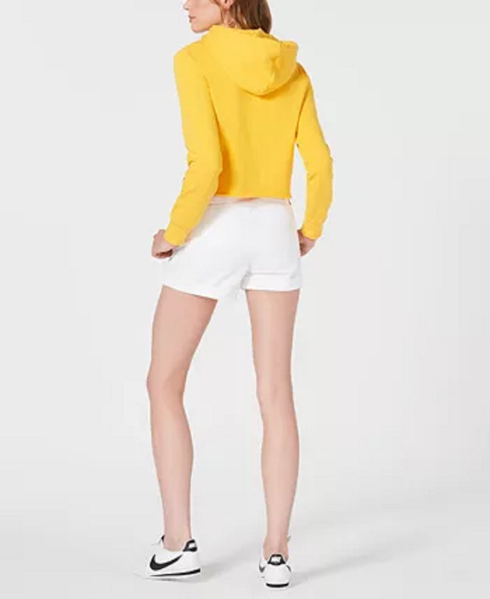 Dickies Women's Cropped Logo-Graphic Hoodie Yellow Size Medium