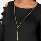 JM Collection Women's Asymmetrical Hem Ladder Sleeve Top Black Size Small