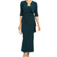 R & M Richards Women's Cropped Jacket & Ruffled Gown Green Size 14