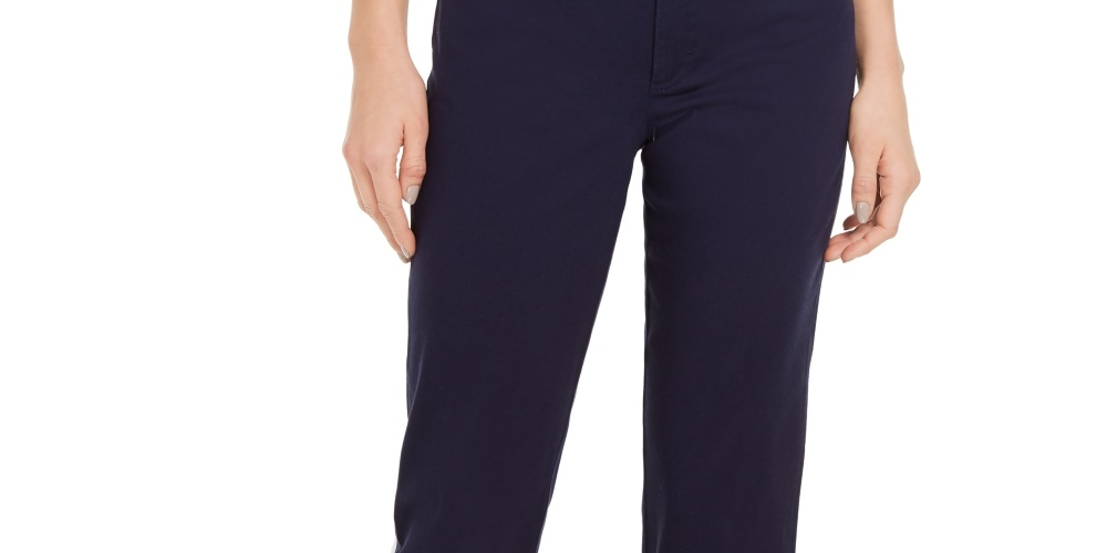 Charter Club Women's Button-Cuff Tummy Control Capri Pants Blue Size 6