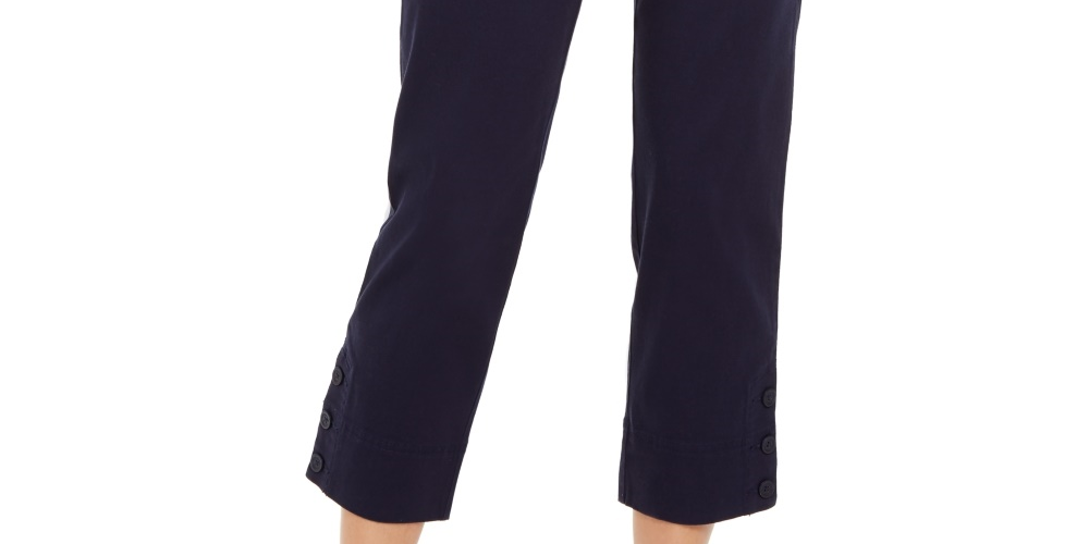 Charter Club Women's Button-Cuff Tummy Control Capri Pants Blue Size 6