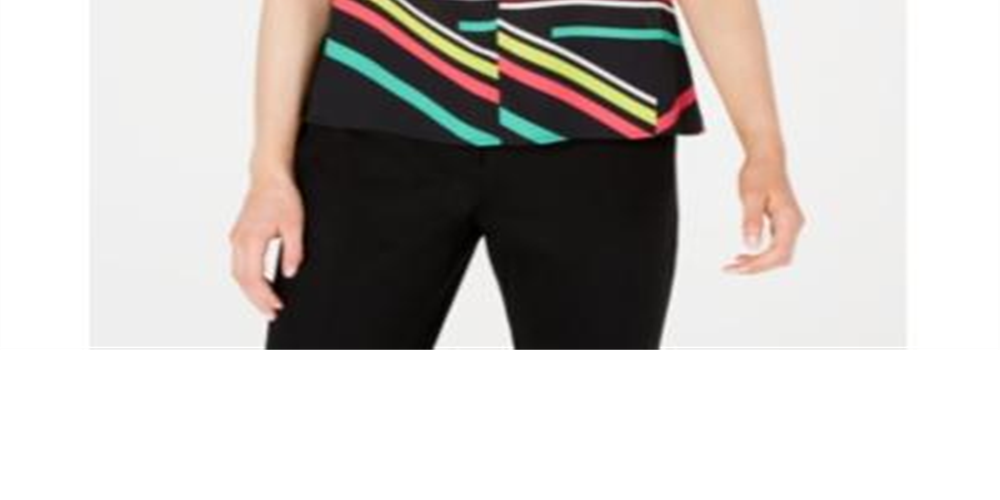 Bar III Women's Sleeveless V Neck Blouse Black Size X-Large
