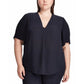 Ralph Lauren Women's Short Sleeve V Neck Top Navy Size 2X