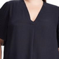 Ralph Lauren Women's Short Sleeve V Neck Top Navy Size 2X