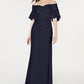 Calvin Klein Women's Sweetheart Off-The-Shoulder Gown Navy Size 14