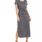 Style & Co Women's Textured Tie Waist Maxi Dress Grey Size Medium