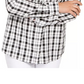 Charter Club Women's White Plaid Cuffed Button Up Top Size Medium White Size Medium