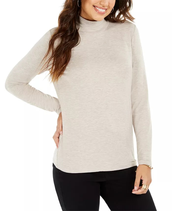 Style & Co Women's Petite Mock-Neck Top Green Size PM