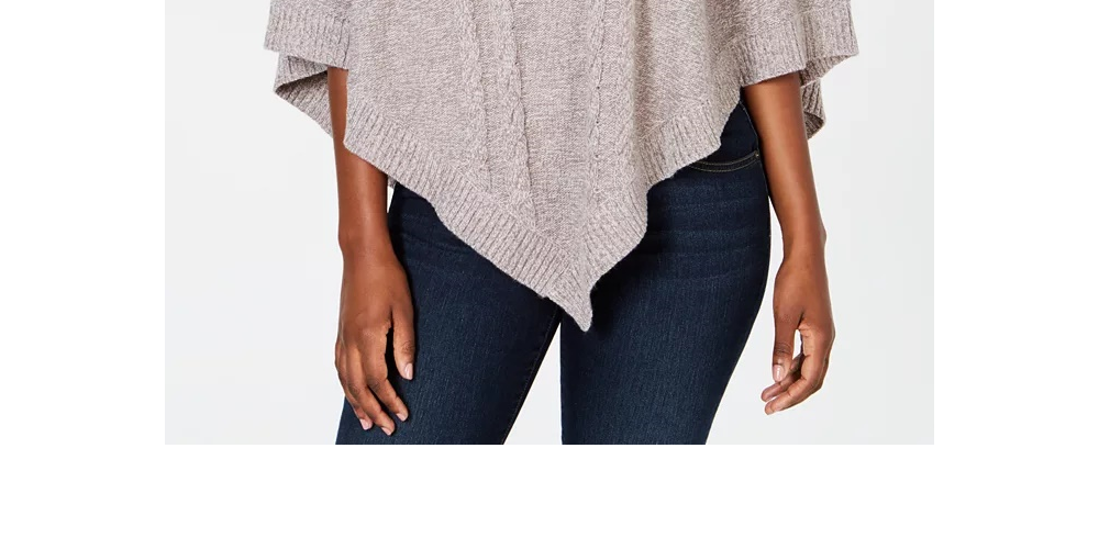 Karen Scott Women's Shawl-Collar Poncho Brown Size Large / X-Large
