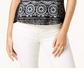 Style & Co Women'sBrushstroke-Print Polo Top Black Size PS