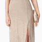 R & M Richards Women's Metallic Knit Keyhole Halter Gown Gold Size 10