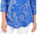 JM Collection Women's 3/4-Sleeve Printed Top Blue Size Small