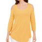 JM Collection Women's Cold-Shoulder Top Gold Size Small