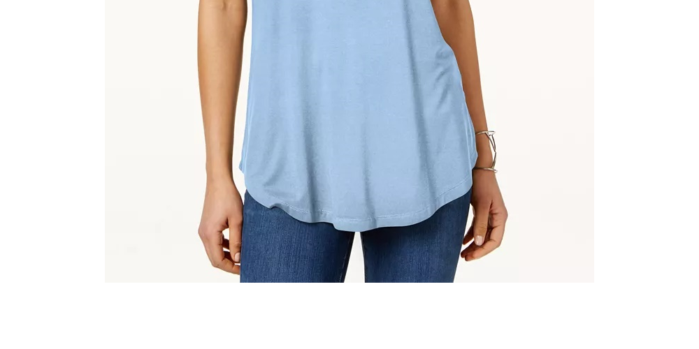 JM Collection Women's Petite Shirttail-Hem Top Blue Size Petite Small