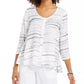 Style & Co Women's Printed Button-Down Swing Top  White Size X-Small