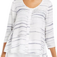 Style & Co Women's Printed Button-Down Swing Top  White Size X-Small