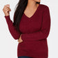 Karen Scott Women's Petite Cable-Knit V-Neck Sweater Red Size PL