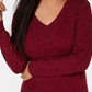 Karen Scott Women's Petite Cable-Knit V-Neck Sweater Red Size PL