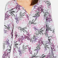 Karen Scott Women's Printed Split-Neck Top Purple Size X-Small