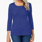 Karen Scott Women's Scoop-Neck Top Blue Size Medium