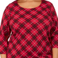 Karen Scott Women's Plus Size Plaid 3/4-Sleeve Top Bright Red Size 0X
